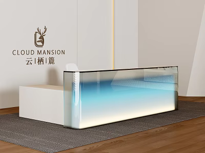 Modern Glass Reception Desk With Lighting For Cloud Mansion Lobby Area 3d model