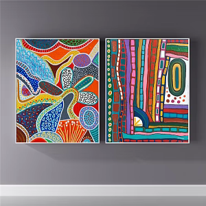 Modern abstract painting simple red restaurant abstract decorative painting 3d model