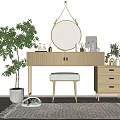 Nordic Dressing Table Dressing Mirrors Cosmetics 3d model