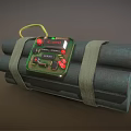 Dangerous Weapon Dynamite Bundle With Green Control Panel Red Buttons And Yellow Handle 3d model