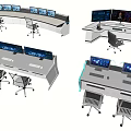 Modern Office Desks With Curved And Straight Designs Multiple Monitors And Ergonomic Chairs