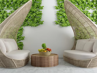 Southeast Asia Leisure Sofa Combination Outdoor Leisure Sofa Rattan Chair 3d model
