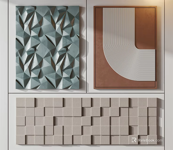 Modern Three Dimensional Wall Decor With Geometric Patterns Abstract Lines And Cubic Design 3d model