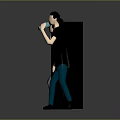 Multiple Human Characters In Different Standing Poses On Reflective Floor