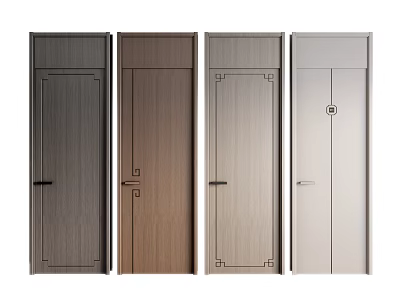 Hinged Doors Various Modern Designs With Different Wooden Textures And Handle Styles 3d model