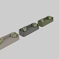 Multi Seat Sectional Sofas in Beige Green Grey with Leaf Pattern Pillows and Metal Legs 3d model
