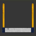 Yellow Metal Guardrail Structure With Blue Base And Gray Planks Design