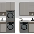 White Modern Bathroom Cabinet With Stackable Washing Machines Storage Countertop And Toiletries