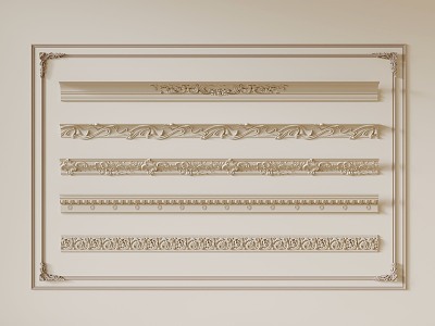 French carved plaster line 3d model