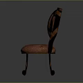 Wooden Accent Chair With Carved Backrest Red Padded Seat And Curved Legs