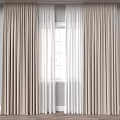 Elegant Beige Curtains With White Sheer Layers For Window Interior Design