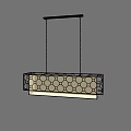 Modern Rectangular Chandelier with Mountain Pattern and Black Frame Suspended Design 3d model