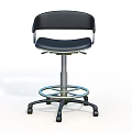 Laboratory Ergonomic Adjustable Black Leather Chair With Armrests And Wheels