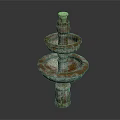 Decorative Garden Ornament Three Tiered Fountain With Terracotta Brown And Green Finish