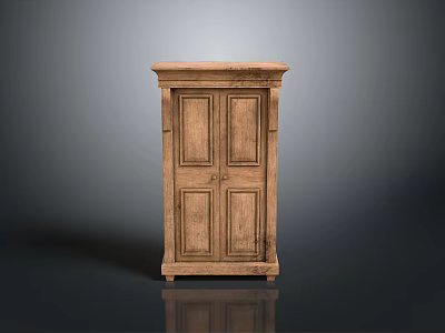 Traditional Solid Wood Cabinet With Two Doors And Panel Design For Home Storage 3d model
