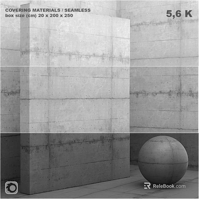 Concrete Architectural Components With Rough Textured Wall And Geometric Sphere 3d model 