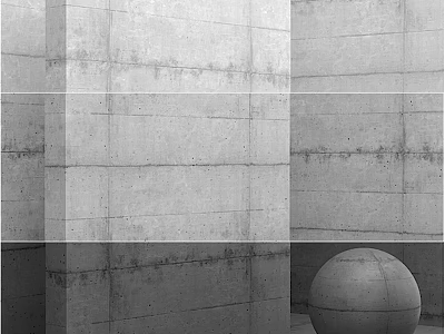 Concrete Architectural Components With Rough Textured Wall And Geometric Sphere 3d model
