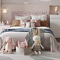 Kids Room With Hot Air Balloon Wallpaper Cloud Decor Bed Stuffed Toys Desk And Chair