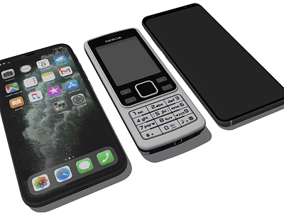 Smartphone And Feature Phone Digital Devices With Touchscreen And Physical Keyboard 3d model