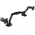 Dual Monitor Desk Mount Stand With Adjustable Height And Swivel Arms