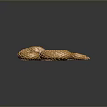 Coiled Golden Scaled Reptile Snake On Dark Background With Shiny Reflection 3d model