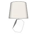 Modern Geometric Table Lamps With White And Black Bases White Fabric Shades