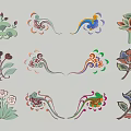 Artistic Decorative Pendants With Colorful Floral Patterns And Curved Motifs