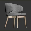 Silver Woven Leisure Chair with Curved Backrest and Light Wooden Legs