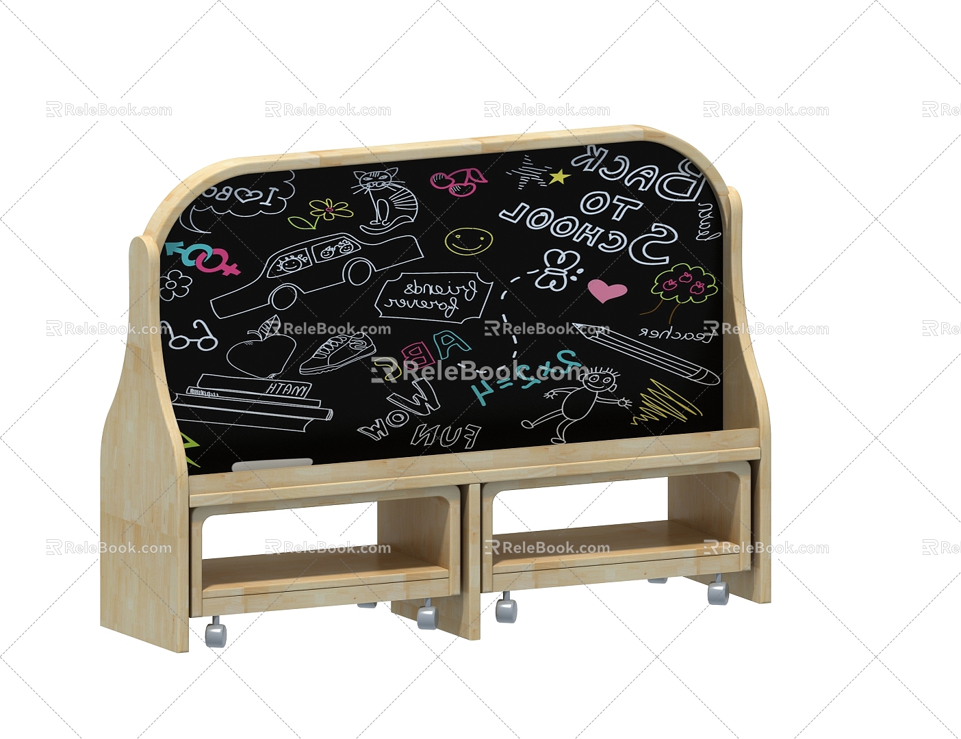 Blackboard cabinet, art cabinet, children's drawing cabinet 3d model