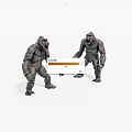 Two Detailed Gorilla Action Figures With Open Mouths And Posable Limbs