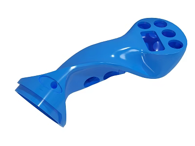 Blue Plastic Tool Handle With Multiple Holes And Ergonomic Grip Design 3d model