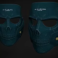 Dark Skull Pattern Protective Masks With Mesh Texture And Yellow Adjusters 3d model