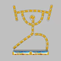 Human Shaped Sculpture Art Installation Photo Spot With Yellow Orange Design And Base Patterns