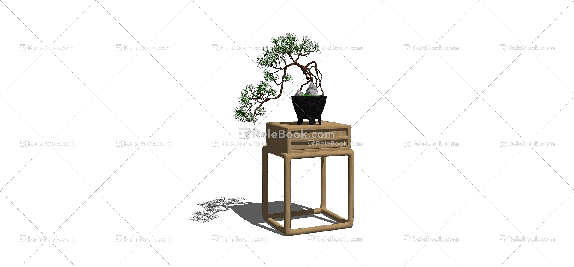 Modern Chinese Green Plant Potted Floriculture Flower Rack 3d model