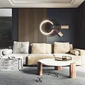 Modern three-seat sofa coffee table combination 3d model