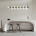 Front desk reception desk bar chair chandelier 3d model
