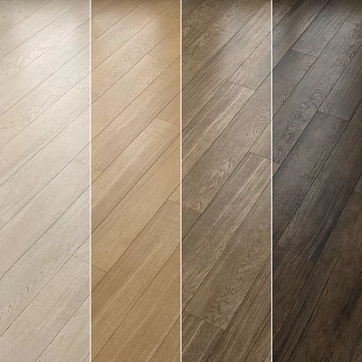 Various Hardwood Flooring Types With Natural Wood Grain And Light To Dark Shades 3d model