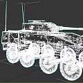 Armored Military Vehicle With Camouflage Paint Six Wheels Turret And Antennas
