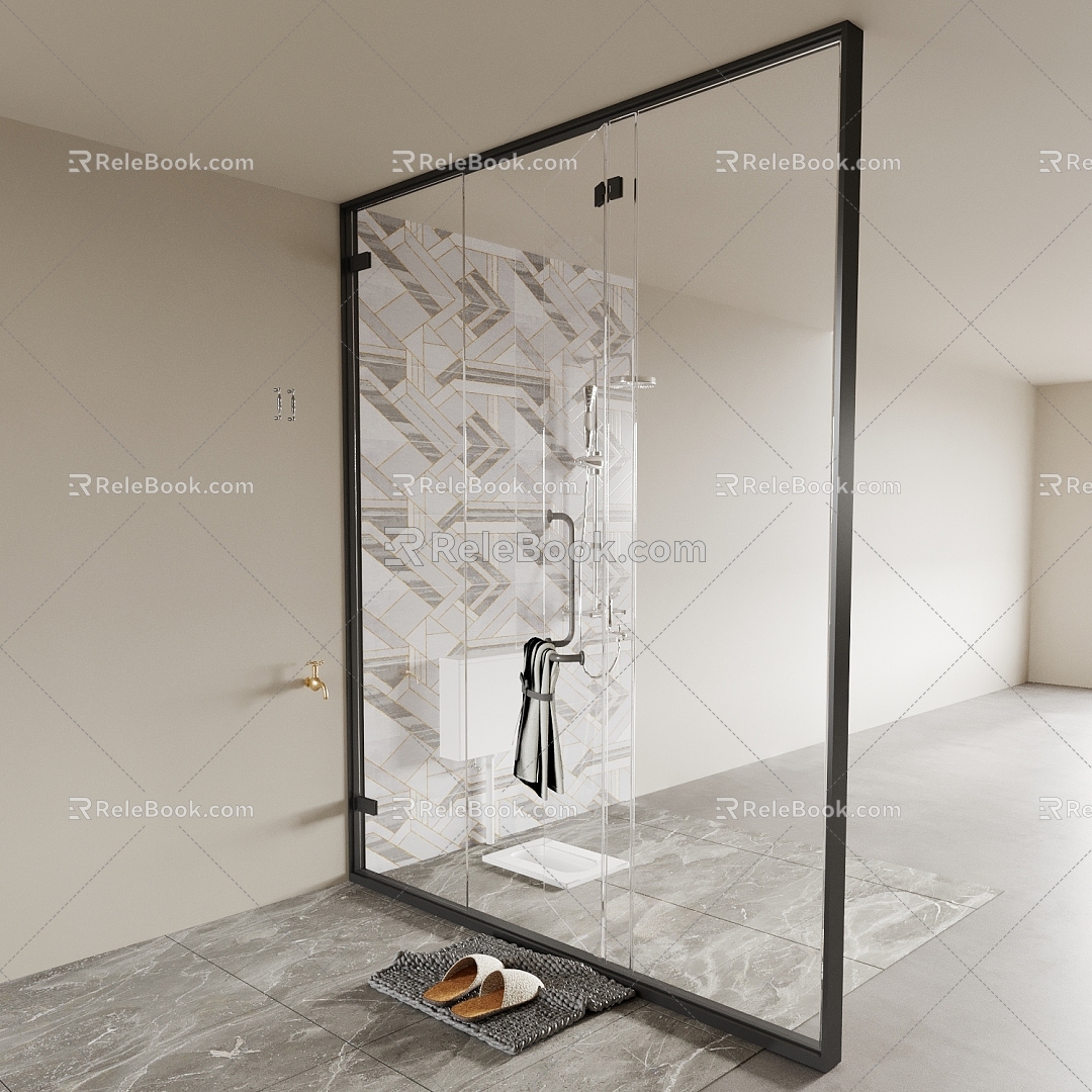 Toilet shower toilet shower dry and wet separation 3d model