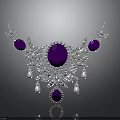 Elegant Fashion Accessory With Large Purple Gemstone Silver Filigree Details And Pearl Accents