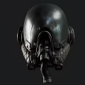 Industrial Vintage Metallic Helmet With Side Earmuffs Worn Texture And Leather Details