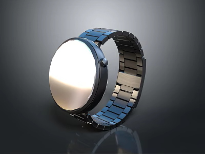 Fashionable Modern Stainless Steel Watch With Round Dial And Minimalist Design 3d model