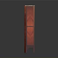 Red Wooden Cabinet With Marble Top Drawer And Golden Handles