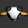 Cute Cartoon Panda Doll With Orange Arms Purple Outfit And Open Arms