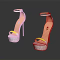 Stylish High Heels Featuring White Cracked Heels Yellow Straps And Orange Soles