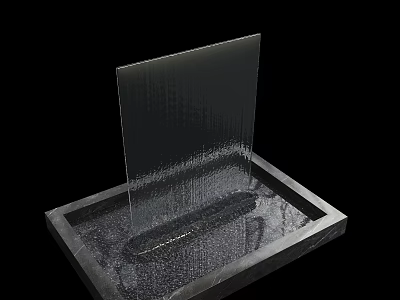 Modern Garden Ornament With Transparent Panel Water Curtain And Square Base 3d model