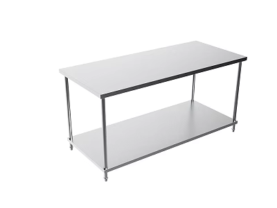 Stainless Steel Functional Table With Lower Shelf And Sturdy Metal Frame 3d model