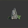 Detailed Rockery Model With Natural Stone Structure And Lush Green Plants On Base