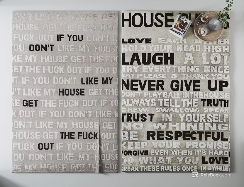 Two Square Rugs Featuring Inspiring Motivational Phrases For Home Decor 3d model 