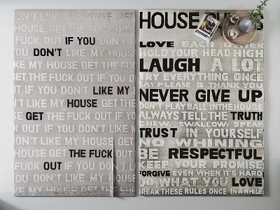 Two Square Rugs Featuring Inspiring Motivational Phrases For Home Decor 3d model